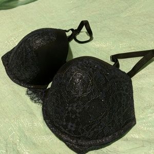 VS Navy Blue Lace Push Up Bra